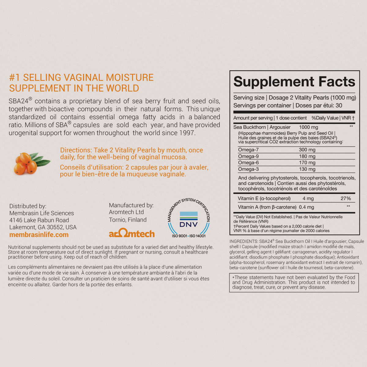 Membrasin® Vitality Pearls Vaginal Moisture Supplement, Estrogen-Free